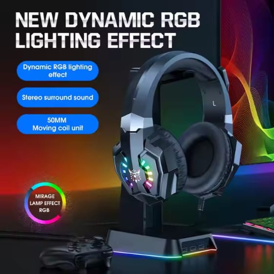 Gaming Headset – صوت قوي و Bass عميق | Noise Cancelling Mic | RGB Lights | Comfort Fit