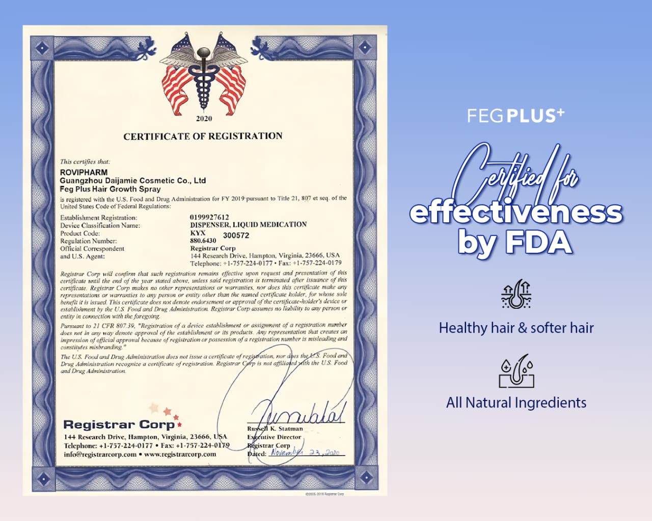 FEG Plus Hair Growth Spray – Fast Hair Regrowth  Men & Women